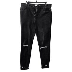 KanCan Kurvy Mid-Rise Ankle Skinny Jeans – Size 29, Black Distressed #BikerCore